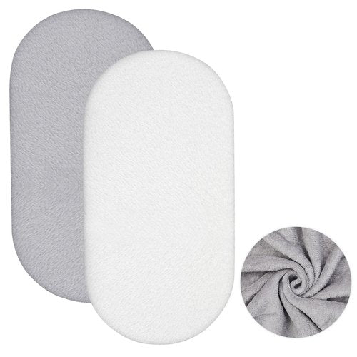 Fanfanwin 2 Pack Flannel Baby Bassinet Sheets 33 x 16 Inches Gray and White Soft Christmas Flannel Crib Sheets, Fit for Oval Bassinet Cover