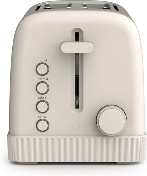 Bella 2 Slice Toaster - 6 Setting Shade Control with Reheat, Cancel & Bagel Functions - Oatmilk Finish