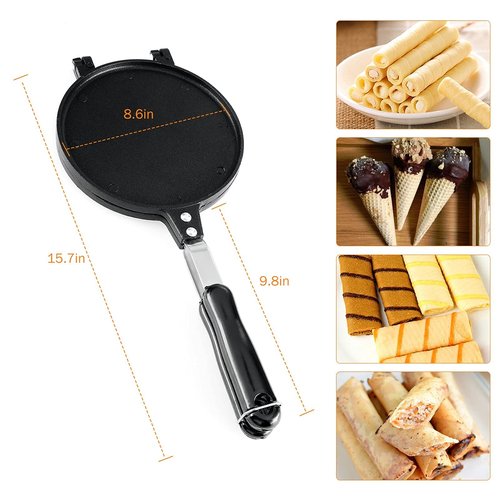 Dyna-Living Waffle Cone Maker Ice Cream Cone Maker Machine 6.7/8.6in Egg Roll Mold for House Commercial Homemade DIY Ice Cream Cone Baking Pan