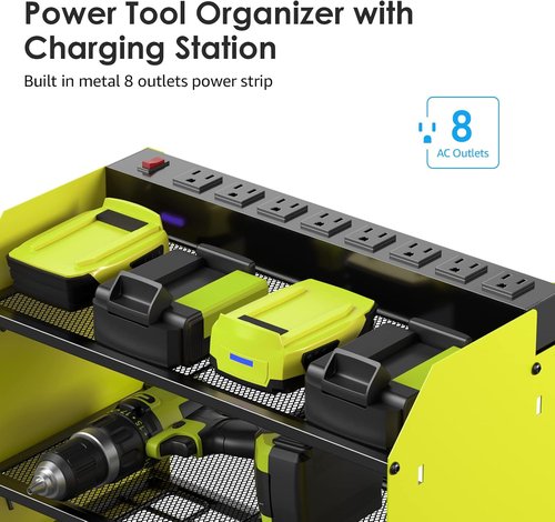 CCCEI Modular Power Tool Organizer - Wall Mount Charging Station & Heavy Duty Rack | Green, 1 Pack