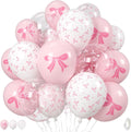 Pink Bow Balloons - 35PCS Light Pastel Pink & Clear Latex Balloons for Weddings & Parties