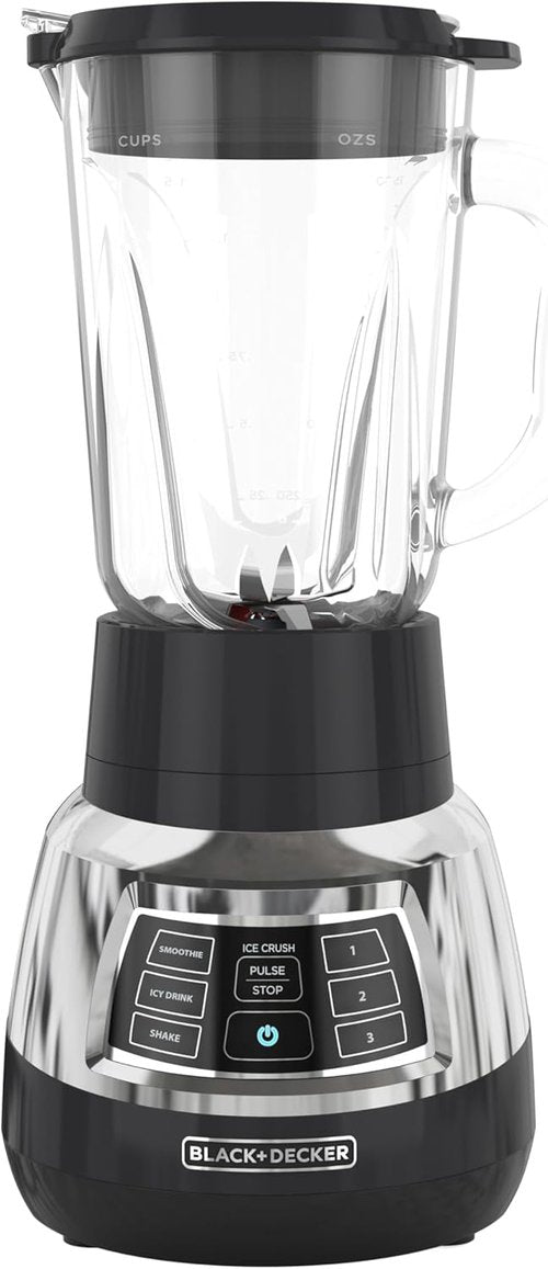 Black+Decker Quiet Blender - 6-Cup Glass Jar, 3 Speeds & Serrated Blade Technology, 900W