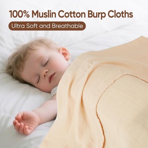 MIGIOL Muslin Swaddle Blankets - Soft & Breathable Newborn Essentials | 47x47 Inches, 3-Pack (Pink & Coffee)