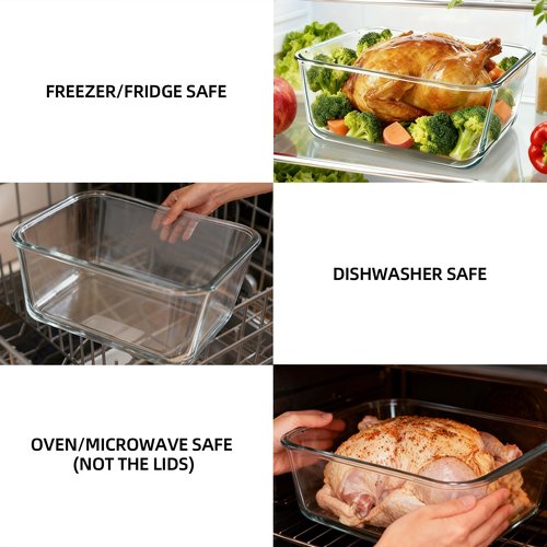 220 oz Extra Large Glass Storage Containers with Lids, Large Glass Food Containers for Rotisserie Chicken/Turkey and Potluck, Giant Watermelon Container, XL Big Bowl Freezer Storage Container Airtight