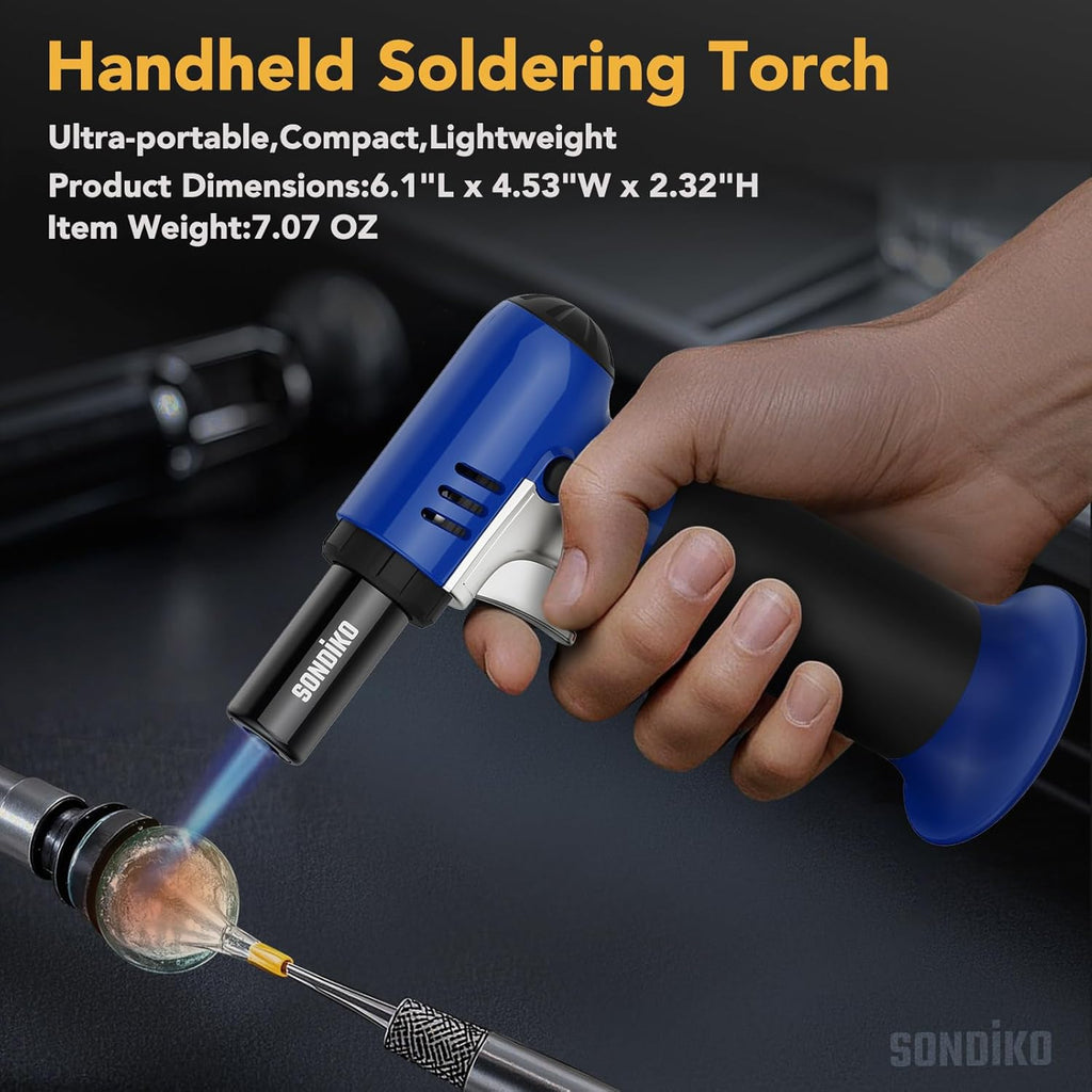 Sondiko Butane Torch Lighter - Refillable Soldering Tool with Adjustable Flame & Visible Fuel Window