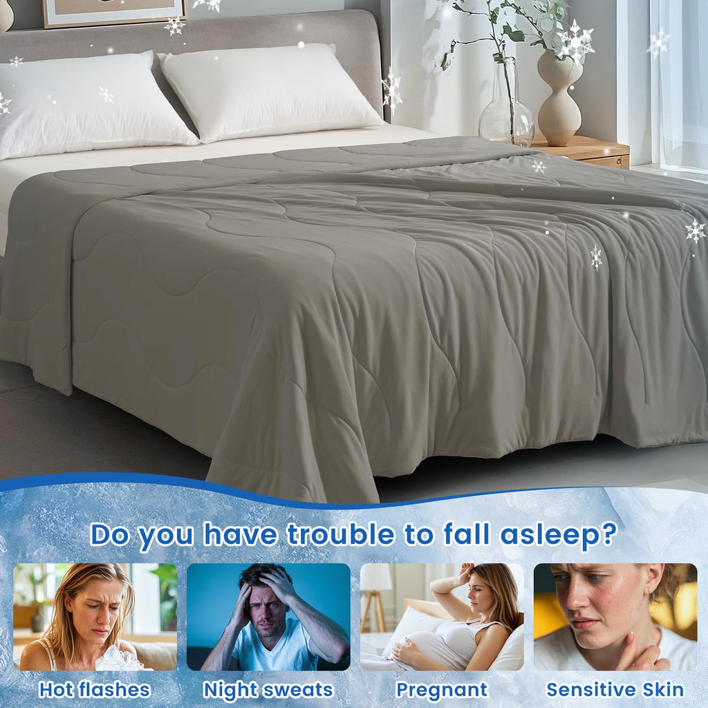 PHF Soft Cooling Blanket King Size for Hot Sleepers and Night Sweats,Cozy Breathable Blanket, Q-MAX>0.45 Absorb Body Heat & Dual-Sided Cool Design, Ideal Gift, Charcoal, 108"x90"