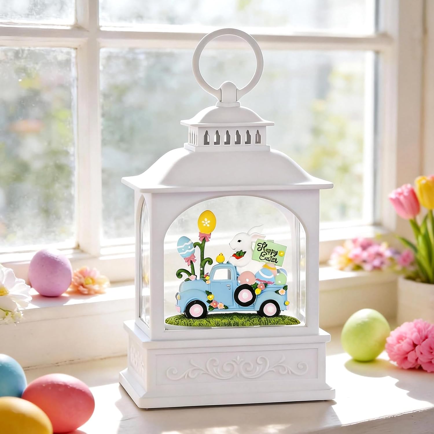 Regine Switzerland Easter Snow Globe - Glitter Bunny Spring Decor with 6-Hour Timer | Perfect for Easter Celebrations