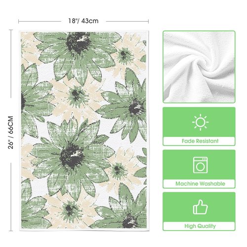 Artoid Mode Green Floral Leaves Boho Kitchen Towels Dish Towels, 18x26 Inch Seasonal Spring Summer Decoration Hand Towels Set of 4