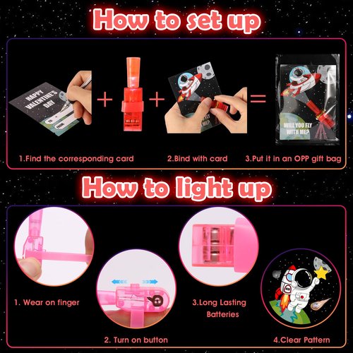 Qudoustar 28 Pack Valentines Day Gifts for Kids School Finger Lights Toys with Valentine Day Cards for Kids Classroom, Valentines for Kids Class Exchange Gifts School Party Favors for Boys and Girls