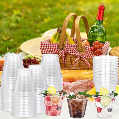 9 oz Clear Plastic Cups, 50 Pack Disposable Crystal Punch Cups for Party,Sturdy Recyclable PET Clear Cocktail Tumblers Wine Cup for Wedding,Birthday,Christmas