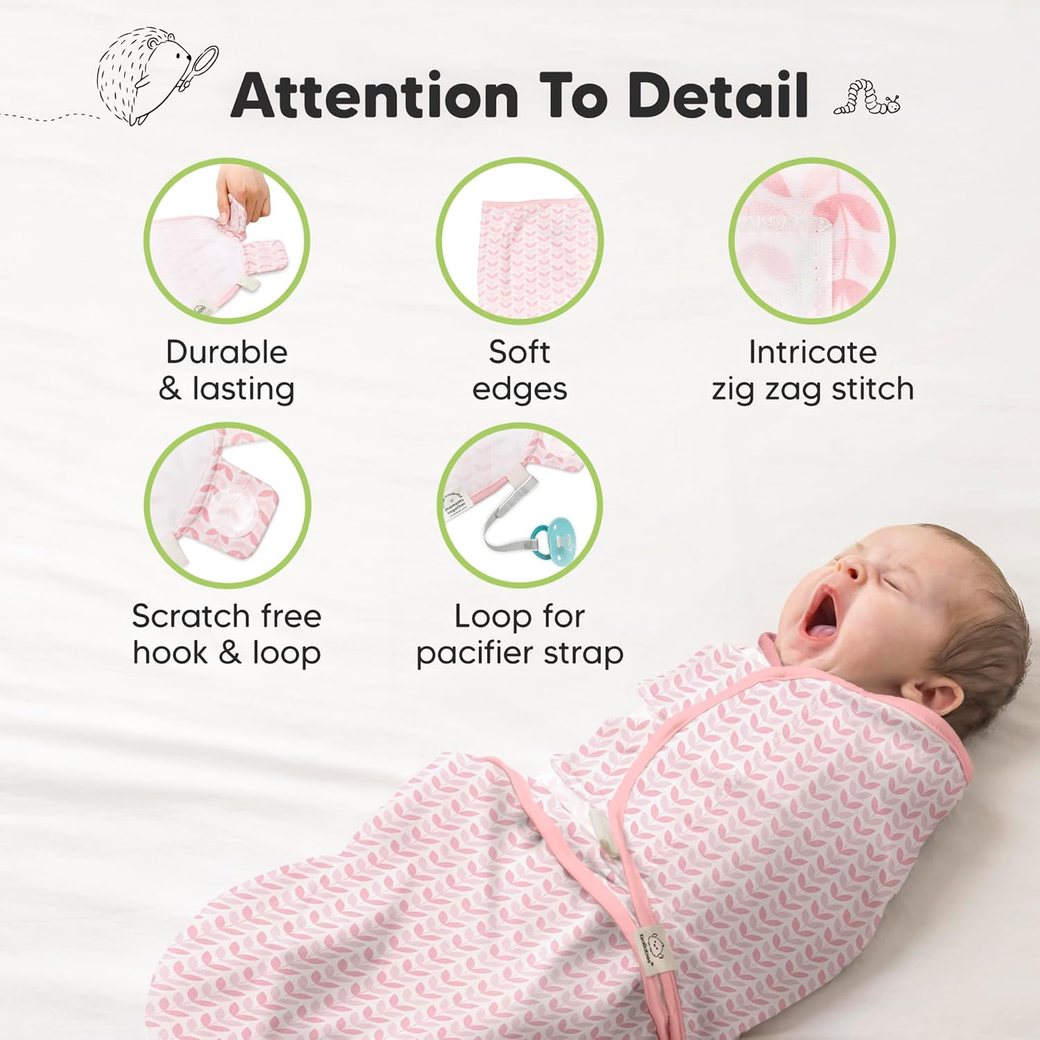 Organic Baby Swaddle Sleep Sacks by 3-Pack | Soft & Snug for Newborns 0-3 Months - Blossom Color