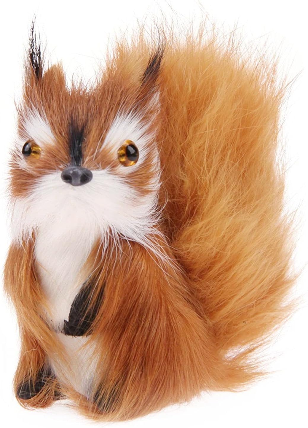 Skiennix Realistic Furry Squirrel | Lifelike Faux Fur Easter Basket Stuffer | 3.1-Inch Home Decoration