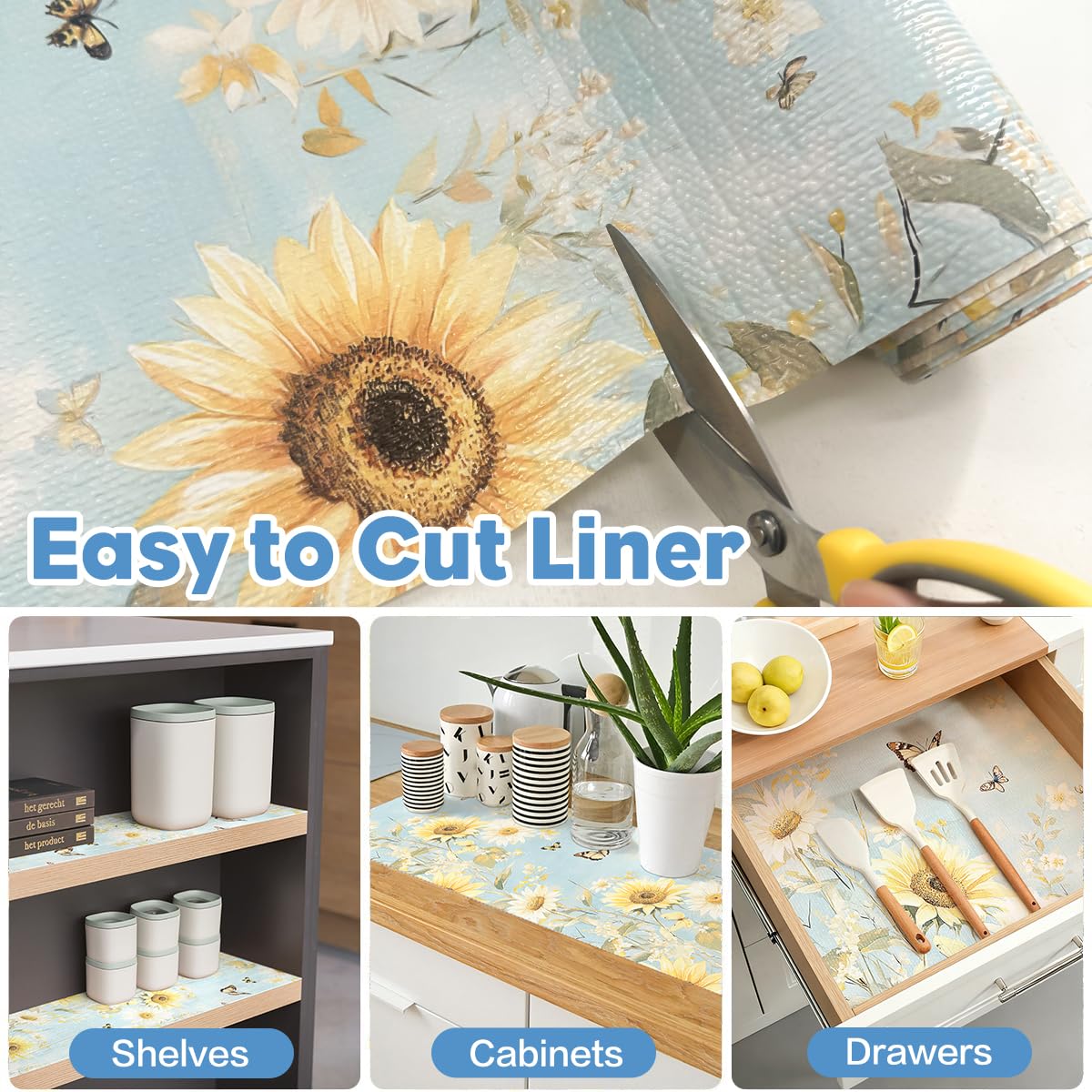 Quttisay Shelf Liner for Kitchen Cabinets Non Adhesive Drawer Liner,Cabinet Liner for Shelves,Non Slip Kitchen Drawer Liners for Dresser,Waterproof Shelf Paper for Refrigerator,Cupboard,12In x 10FT