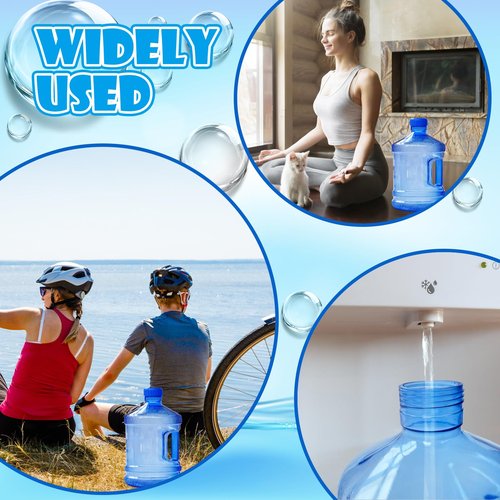 Alaeseje 2 Pieces Round Plastic Water Jug,1 Gallon Water Bottle with Handle and Screw Cap,Large Reusable Leak Proof Bottle for Camping,Outdoor Travel,Gym