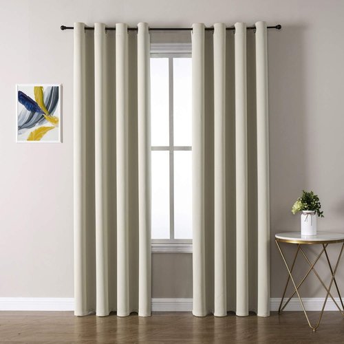 ChrisDowa Grommet Blackout Curtains - Thermal Insulated Room Darkening Panels (Beige, 52W x 72L)
