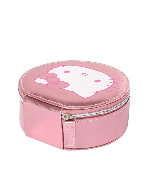 Hello Kitty Sanrio Jewelry Holder Organizer with Zip Closure, Officially Licensed Round Jewelry Travel Case