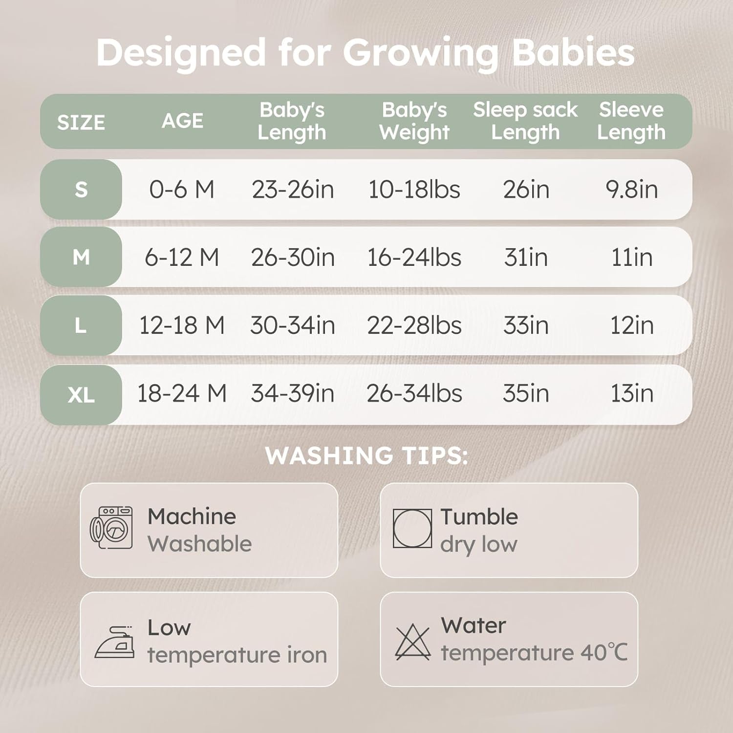 Yoofoss Baby Sleep Sack - Organic Cotton 1.0 Tog Long Sleeve Wearable Blanket | 0-6 Months, 2-Way Zipper