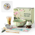 VENSEEN Matcha Whisk Set, 8 Pcs Matcha Kit with Bowl and Whisk Holder, Ceramic Japanese Complete Macha Starter Kit for Beginners, Gift for Macha Lovers (Green)