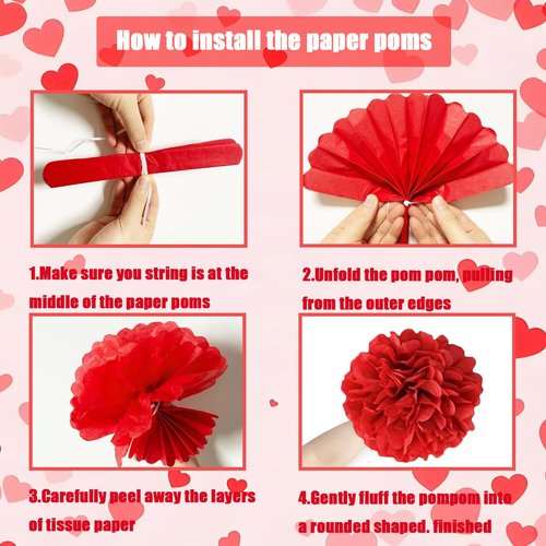 Valentines Day Decorations, Pre-Assembled Hanging Heart and XO Garlands, Be Mine Love Banner, Red Love Foil Balloon and Paper Ball, Valentine's Day Party Decor for Home Classroom Office