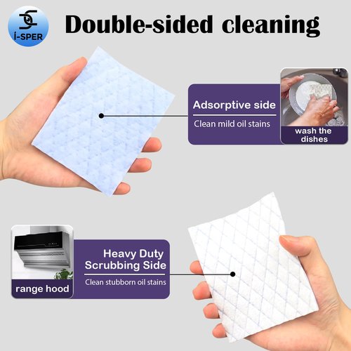 24 Pack Light Scouring Pad with Foam, Triple Cleaning Scrub Pad Singles Heavy Duty Household Non-Scratch Abrasive Hand Pad Multi Surface Magic Sponge Eraser Sheets for Home Surfaces Indoor Cleaning