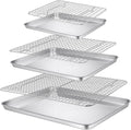 P&P CHEF Baking Sheet Set - Stainless Steel Cookie Sheets with Cooling Racks | 16", 12.5", 9" Sizes