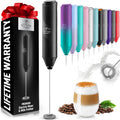 Zulay Milk Frother Wand - Mini Handheld Stainless Steel Mixer for Coffee & Lattes - Black