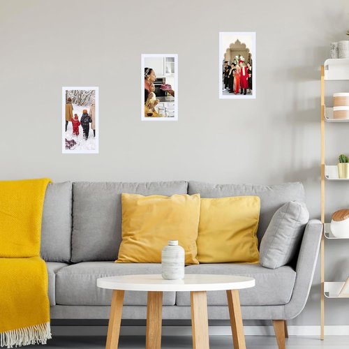 JCJMY 7x14 Picture Frame - White Wall & Tabletop Display | Shatter-Resistant Plexiglass, Versatile Mounting Options