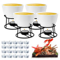 Luvan 4Pcs 14.2oz Butter Warmers for Seafood, Butter Melter with Stands and 20Pcs Tealight Candles,Ceramic Butter Warmer Set for Lobster, Personal Fondue Set Melted Butter Cups for Seafood, Fondue