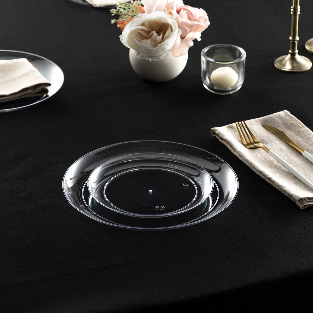 [9'' 240 Pack] 9'' inch Premium Heavy Weight Crystal Clear Classy Disposable hard Plastic Entree plates
