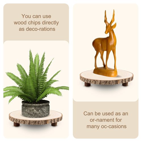 Ruizhihu Wood Cake Stand, 10-11 Inch Wood Slice With Legs, Rustic Slice Cake Stand, for Wedding Table Centerpieces, Woodlandthemed Parties, Event, Birthday Party