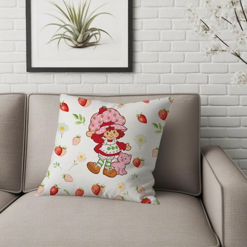 Cute Strawberry Pillow Covers Kawaii Accessories Strawberry Pillow Case Throw Pillow Covers Decorative Pillowcase Cushion Cover with Car Couch Sofa Chair Bed Living Room 18x18 Inch
