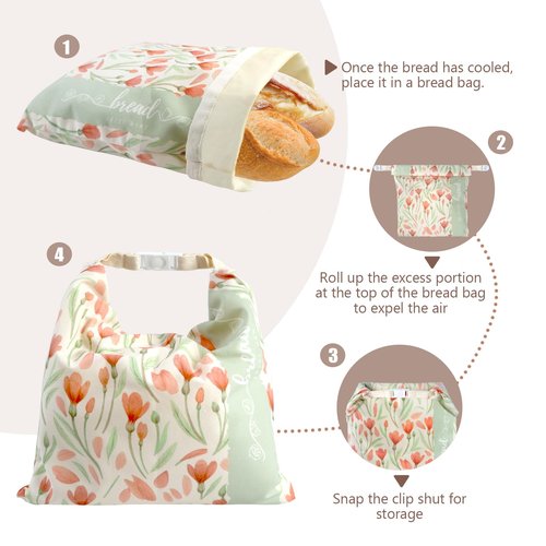 Bread Bags for Homemade Bread, 2 Pack Reusable Beeswax Linen Cotton Sourdough Bag, Freezer Safe, Large Loaf Storage Bags to Keep Fresh, Bakery Essentials