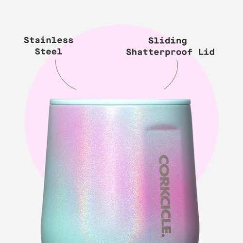 Corkcicle Stemless Wine Tumbler - Keeps Drinks Cold for 6 Hours - Triple-Insulated Stainless Steel - Non-Slip Base - Summer Drinkware Gift - Keeps Drinks Ice Cold - 12 oz - Rainbow Unicorn