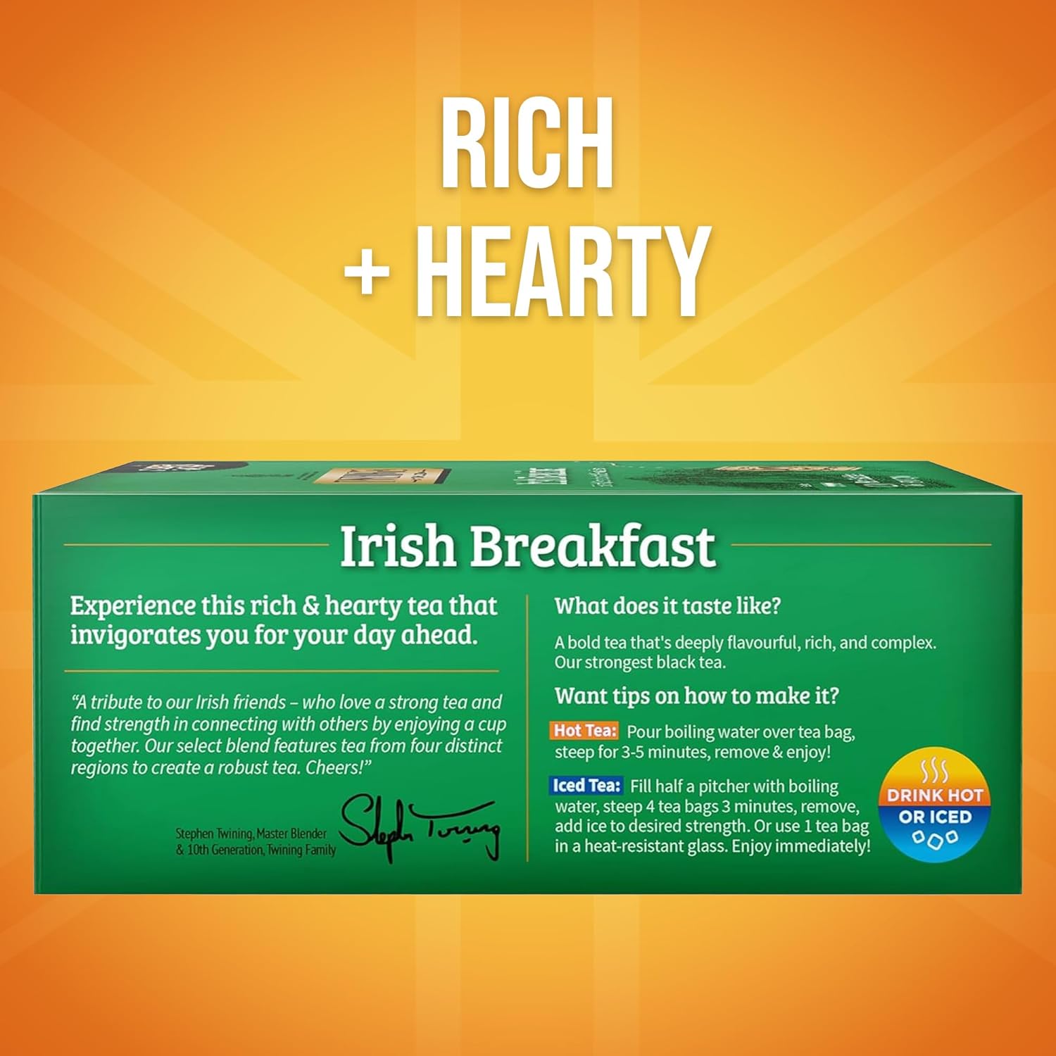 Twinings Irish Breakfast Black Tea - Bold & Flavorful Caffeinated Tea Bags | 100 Individually Wrapped Teabags