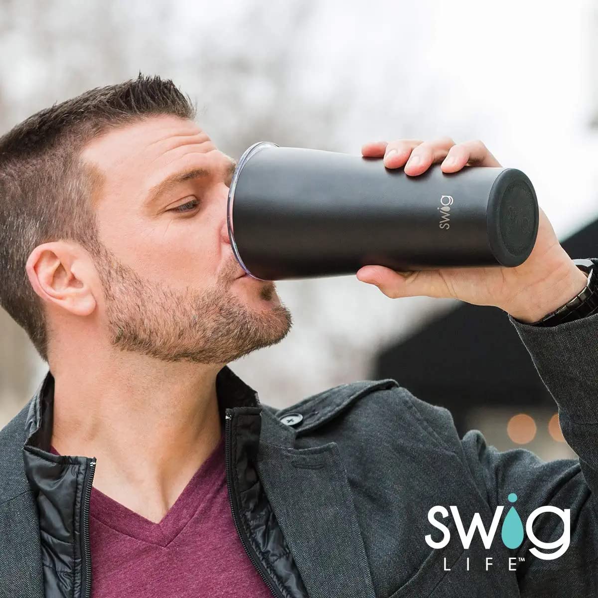 Swig Life 22oz Insulated Tumbler, Travel Coffee Tumbler with Lid, Cup Holder Friendly Travel Coffee Mug, Stainless Steel (Cool Cat)