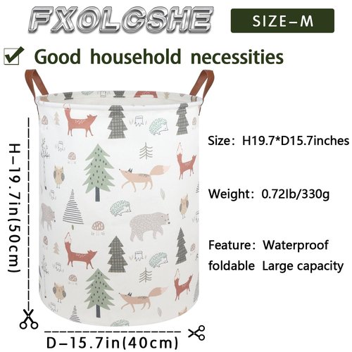 FXOLCSHE Animal Baby Laundry Basket,Woodland Animals Baby laundry hamper,Toy basket for boys,Nursery Hamper Gift Baskets for Bedroom,Toy Bin,Gift Basket.Baby room decor(Animal)
