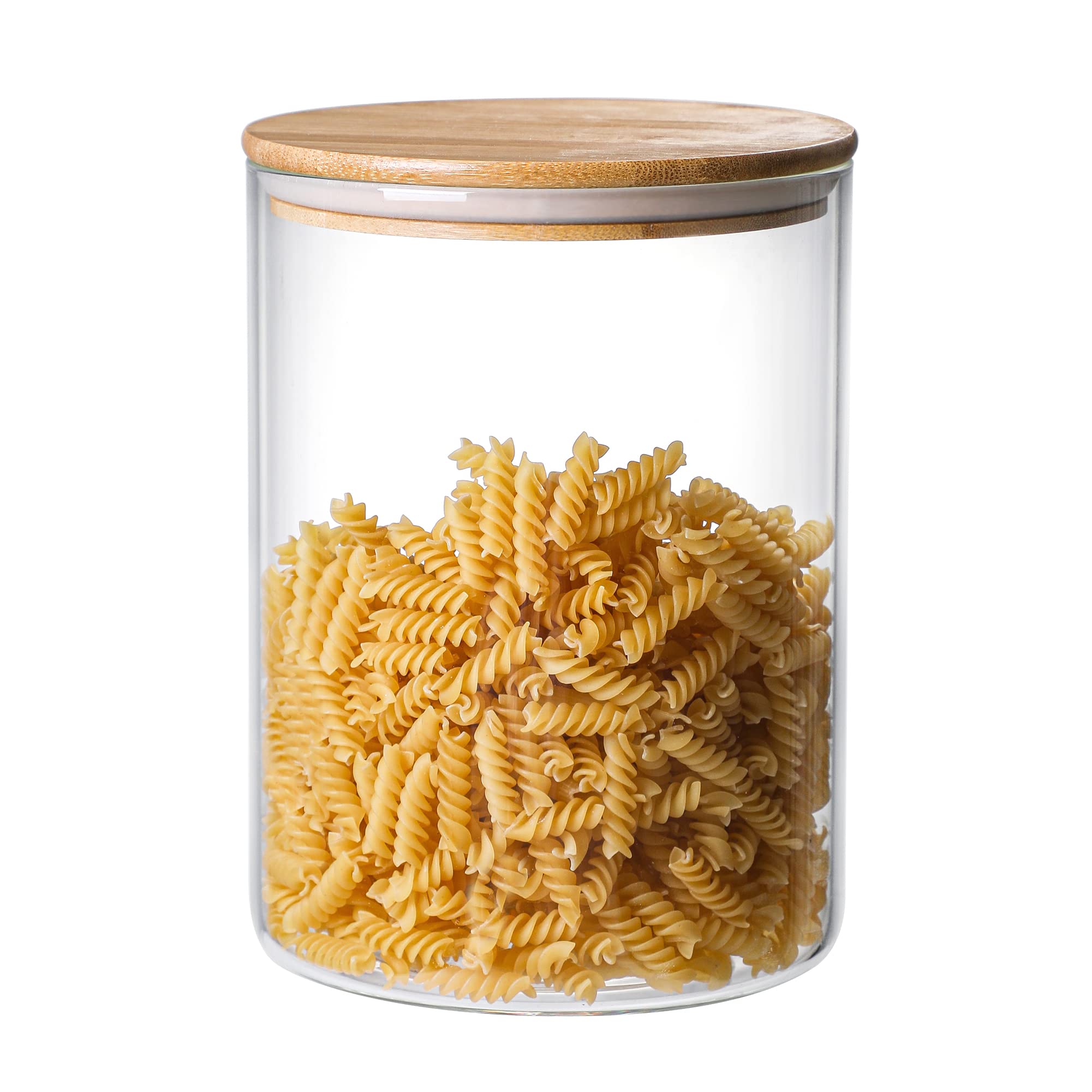 MOLADRI 3000 ML/100 FL OZ Clear Glass Storage Canister Holder with Airtight Bamboo Lid, Extra Large Container Jar for Flour Sugar Coffee Loose Tea Rice Cookie Cereal Pasta Spaghetti Protein Powder