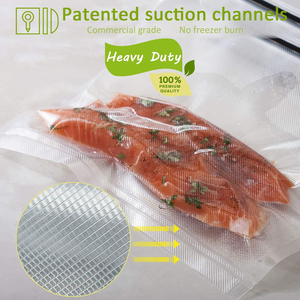 Potane Vacuum Sealer Bags - 6 Pack of Thickened, Smell-Proof & Puncture-Resistant Bags | 11"x20' & 8"x20'