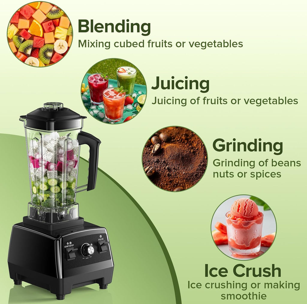 Skiennix Blender - Smoothie Maker with 68Oz Pitcher & 20Oz Juicer Container | Ice Crushing, Black