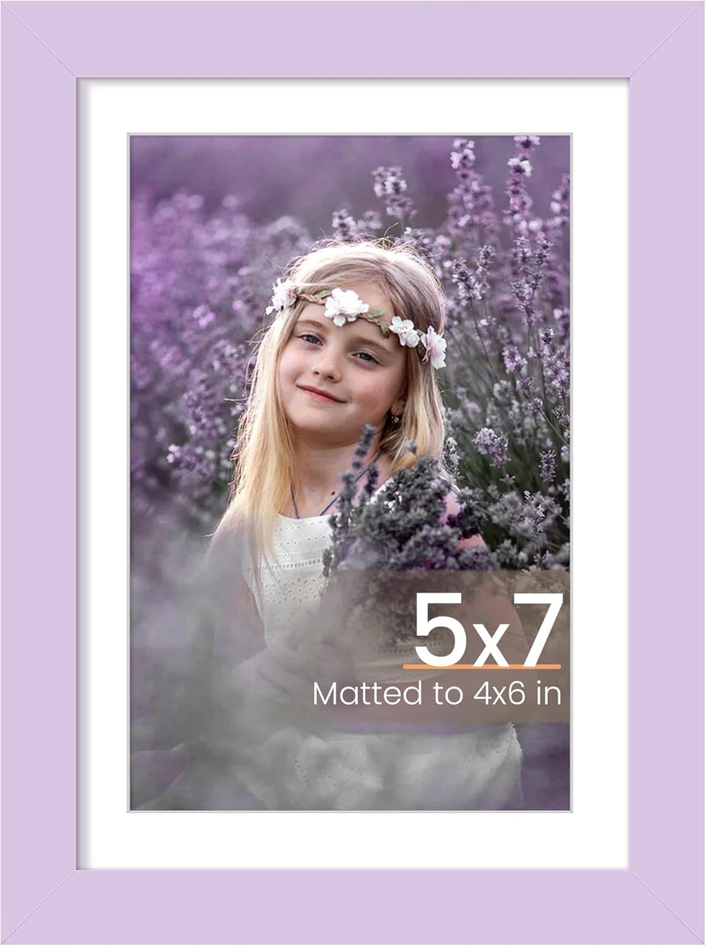 Upsimples 5x7 Picture Frame - Display 4x6 Photos with Mat or 5x7 Without | Purple, 1 Pack