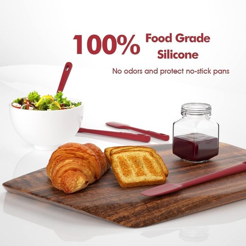 ChefAide Silicone Spatula Set - 4 Pieces, Ergonomic Grip, Heat Resistant for Nonstick Cookware
