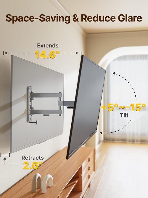 monTEK Full Motion TV Wall Mount Bracket - Swivel & Tilt for 13-43 Inch TVs | Max VESA 200x200mm, 44lbs Capacity