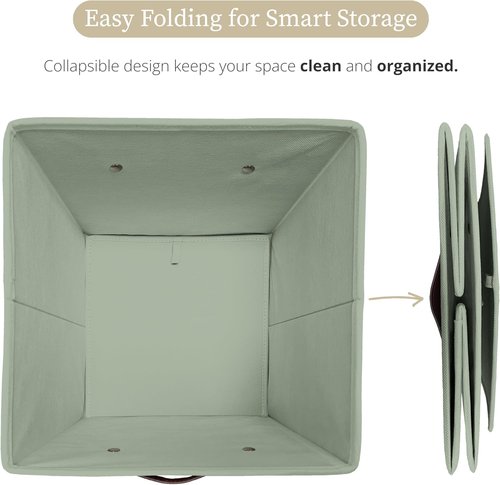 DECOMOMO Storage Bins - Fabric Cube Storage with Labels for Shelves | 10.5" x 11" | 6-Pack, Sage Green