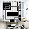 Onalasyc 4Pcs Black Geometric Shower Curtain with Rugs Set Waterproof Black Bathroom Sets with Shower Curtain and Rugs Abstract Geometric Modern Bathroom Curtains Shower Set with 12 pcs Hooks