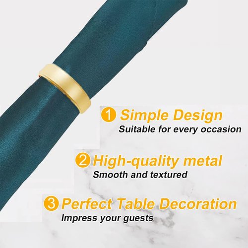 8 Pcs Matt Gold Napkin Rings - Metal Napkin Ring,Stainless Steel Napkin Rings for Table Settings Wedding Christmas Party Dinner Table(Semicircle)