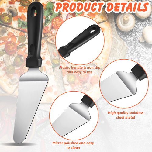 40 Pcs Pizza Spatula Pie Server Stainless Steel Cake Serving Spatula Non Slip Easy to Grip Baking Triangular Spade Plastic Handle Shovel for Desserts Pizza Pie Cake Biscuit