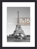 Upsimples 11x15 Picture Frame - Display 8x12 Photos with Mat or 11x15 Without - Black, 1 Pack