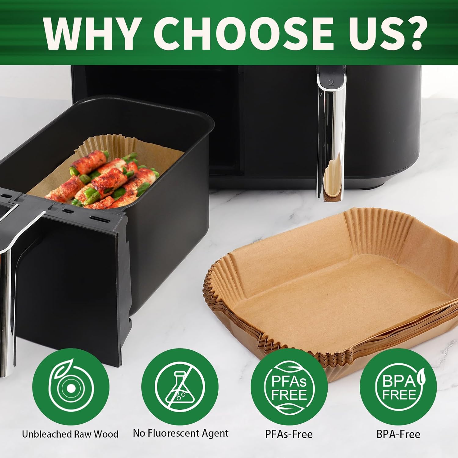 Ninja | Disposable Air Fryer Liners - 150 Pcs Unbleached Parchment Paper for 7-QT & 9-QT Models