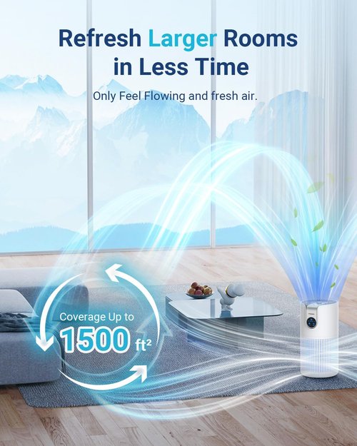 MOOKA HEPA Air Purifier - Large Room Coverage Up to 1500ft² | Quiet 15dB with Aromatherapy for Pets & Allergens