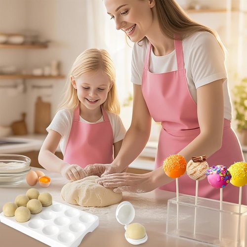 MITCHENIFY Cake Pop Mold Set - Round Sphere Press with Tray for Baking | Perfect for Parties & Desserts